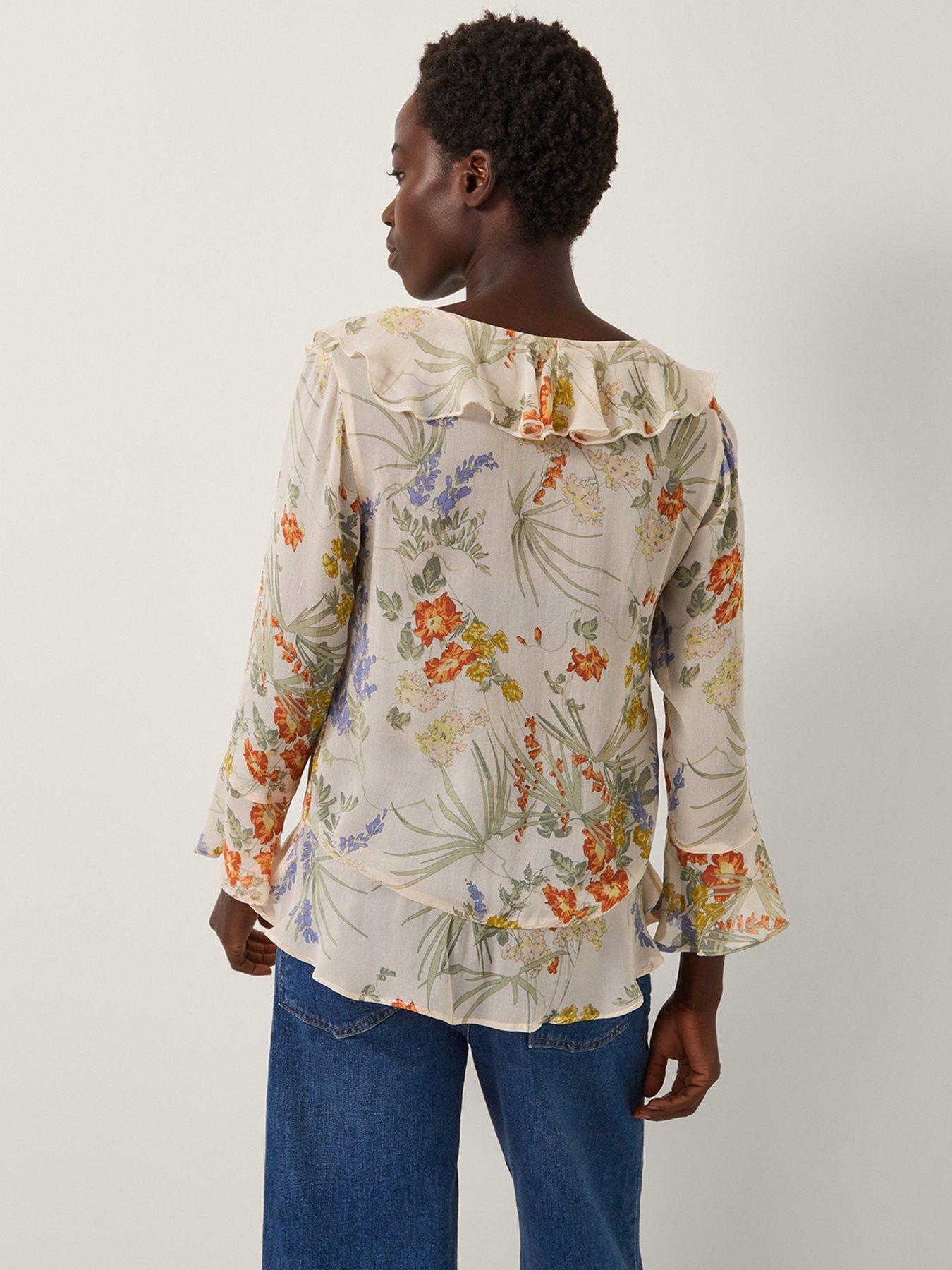 Image 2 of 5 of Monsoon Jesse Frill Blouse - Cream