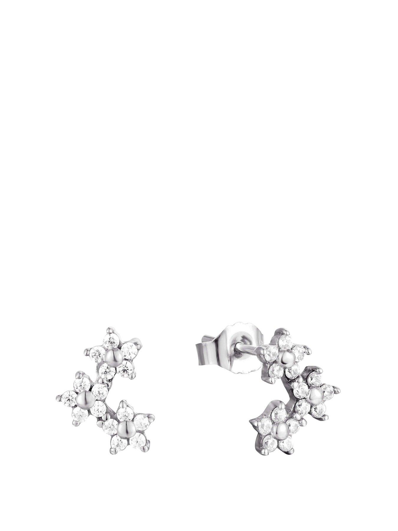 Image 1 of 4 of Seol + Gold Flower CZ Trio Studs
