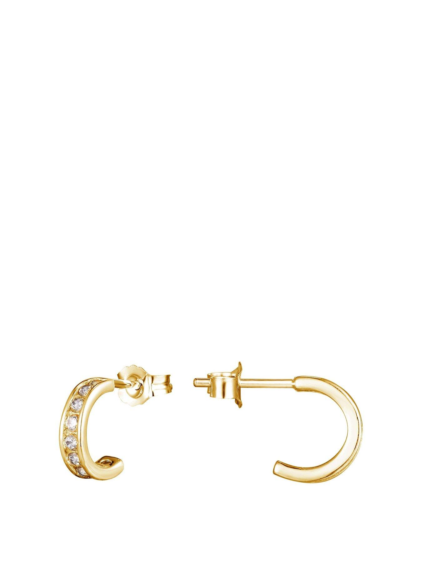 Seol + Gold 18ct Gold Vermeil CZ Half-Hoop Stud Earrings