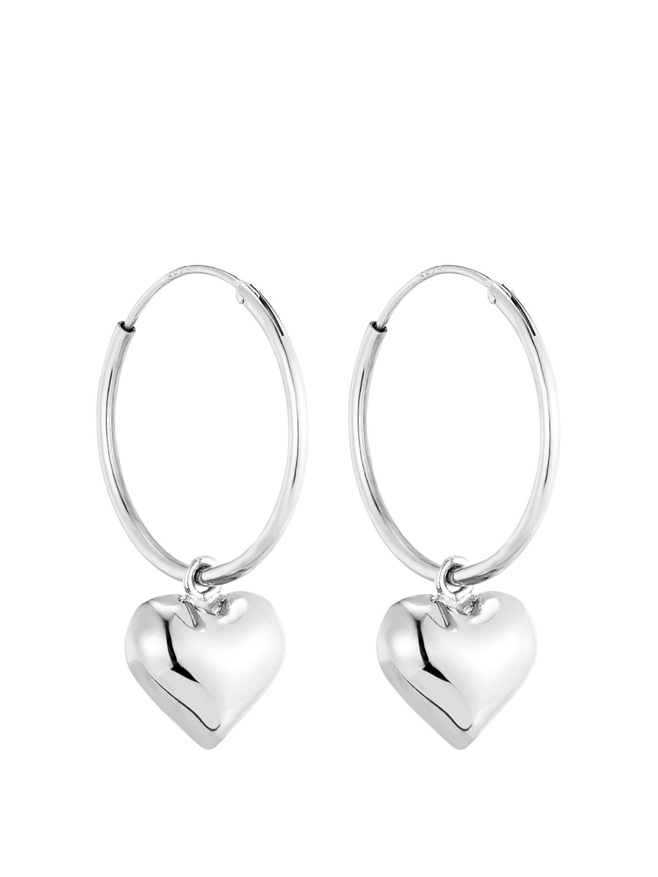 Seol + Gold Sterling Silver Puffy Heart Hoops