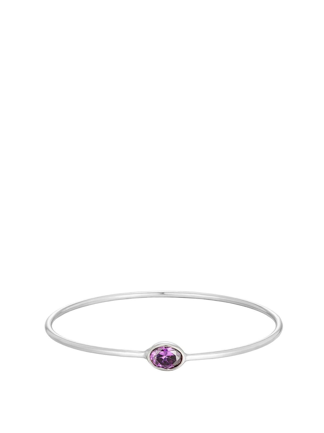 Seol + Gold Sterling Amethyst Cz Bangle - Silver