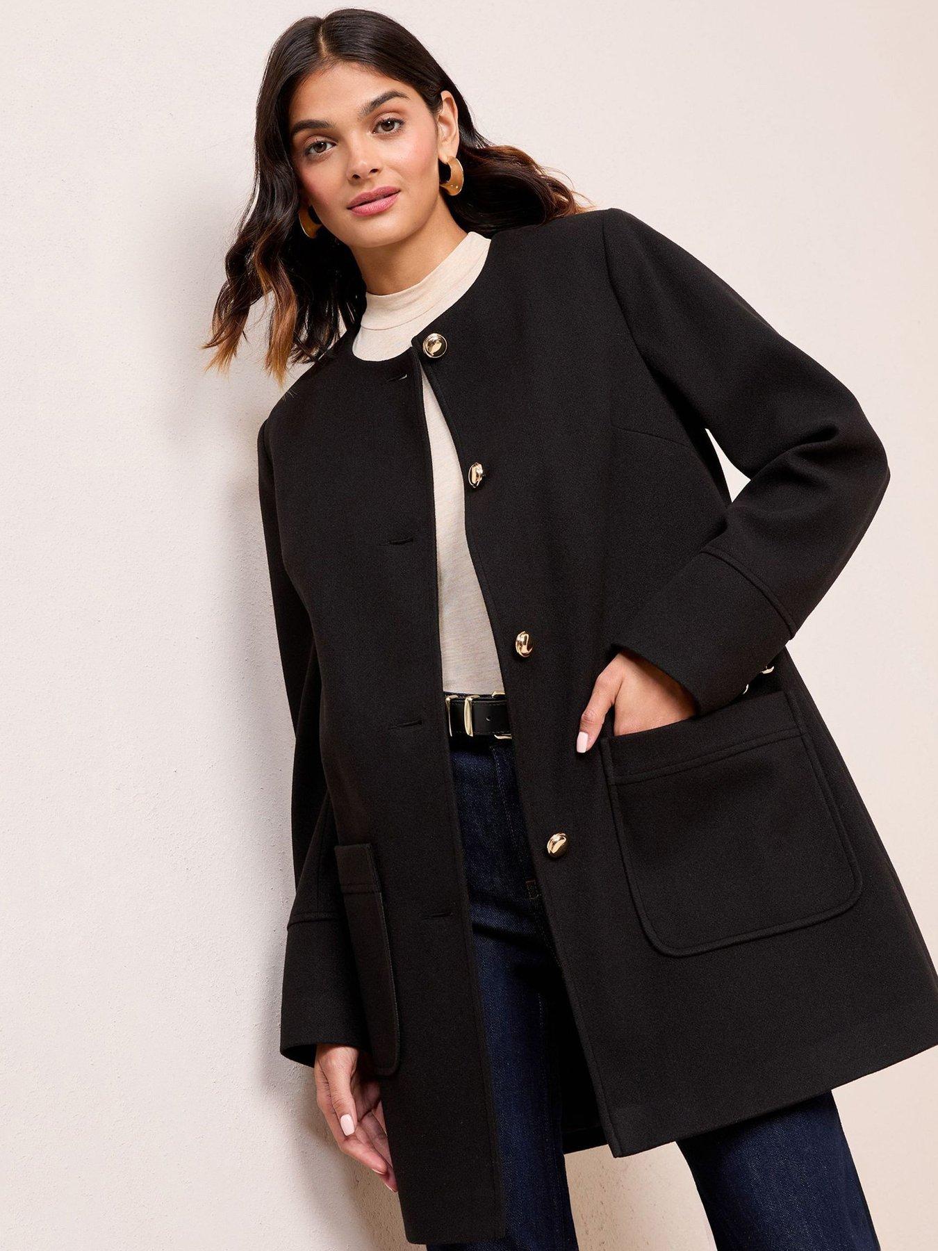 Friends Like These Smart Button Up Midi Coat - Black