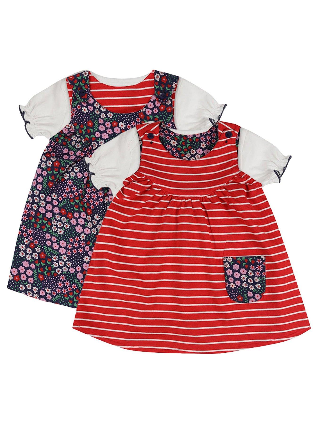 Lilly + Sid Baby Girls Multicoloured Stripe And Floral Print Dress And Top Set - Multi