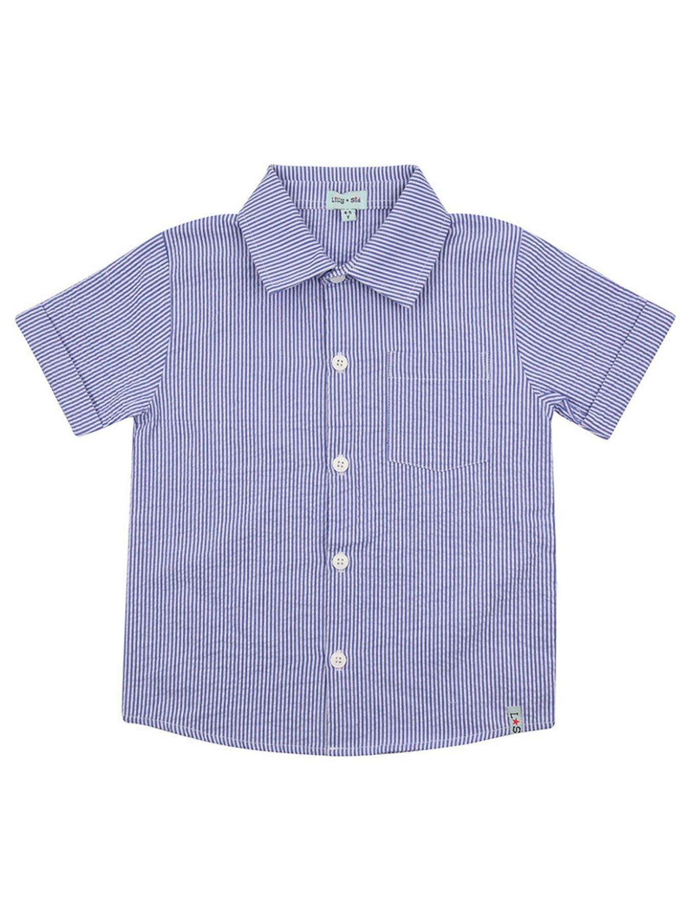 Lilly + Sid Boys Stripe Print Shirt - Blue