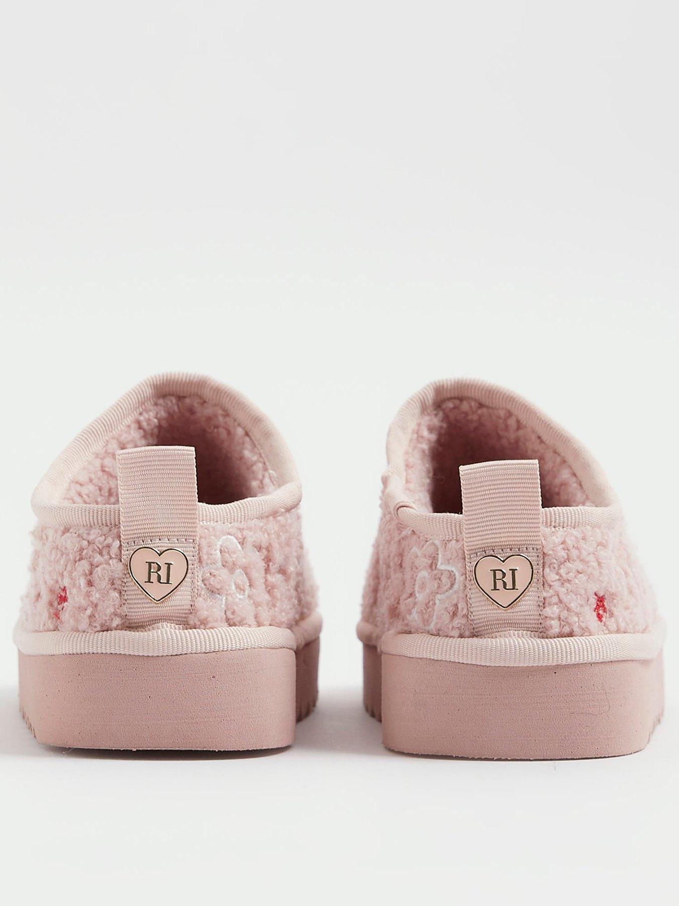 Image 3 of 5 of River Island Older Girls Doodle Borg Slippers - Pink