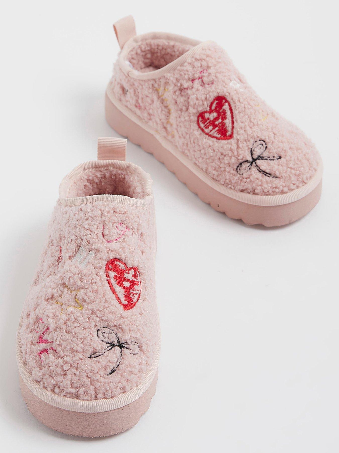 Image 4 of 5 of River Island Older Girls Doodle Borg Slippers - Pink