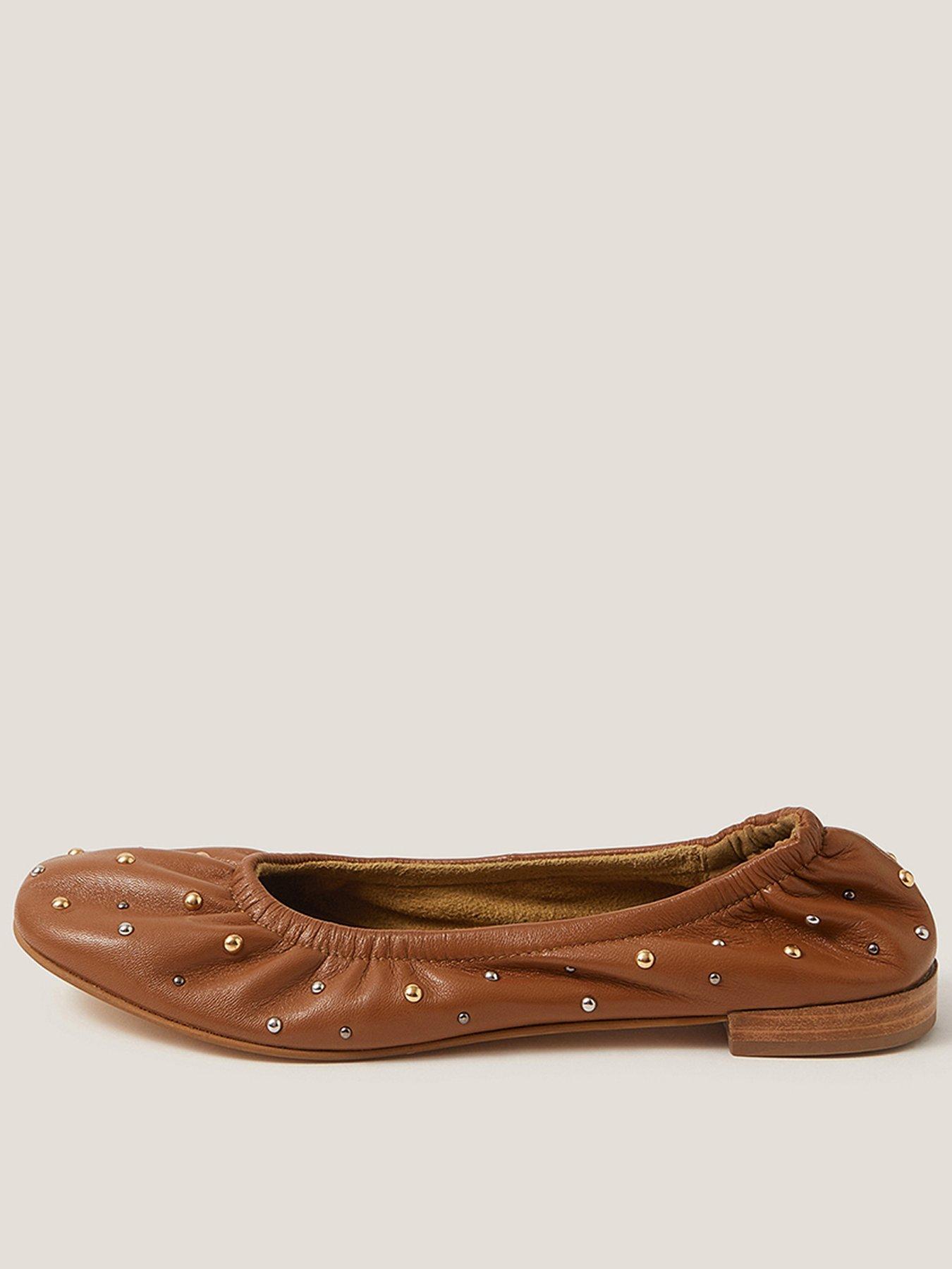 Image 1 of 3 of Monsoon Mila Stud Ballet Pump - Tan