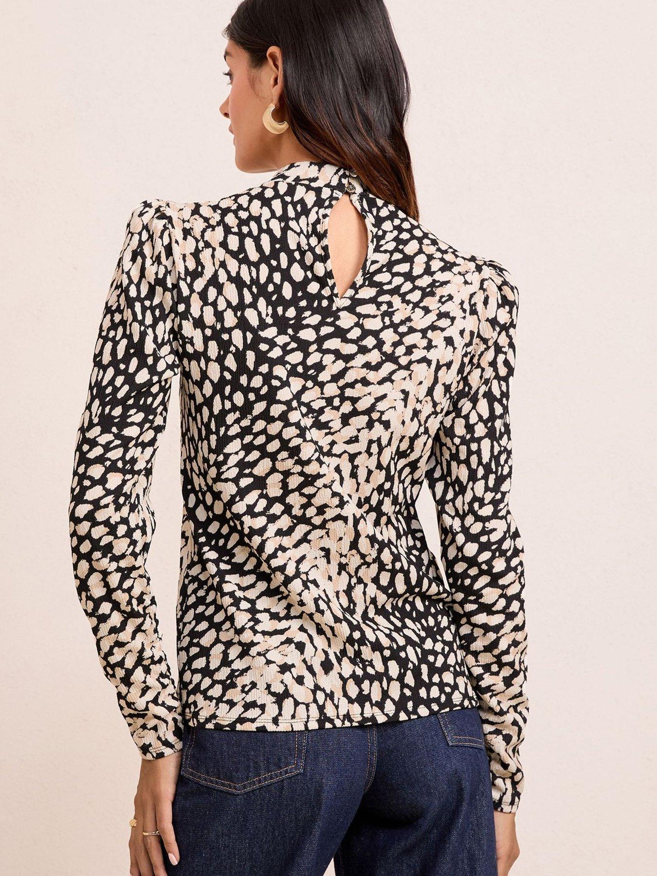 Image 2 of 4 of Friends Like These Printed Textured Jersey Top - Black