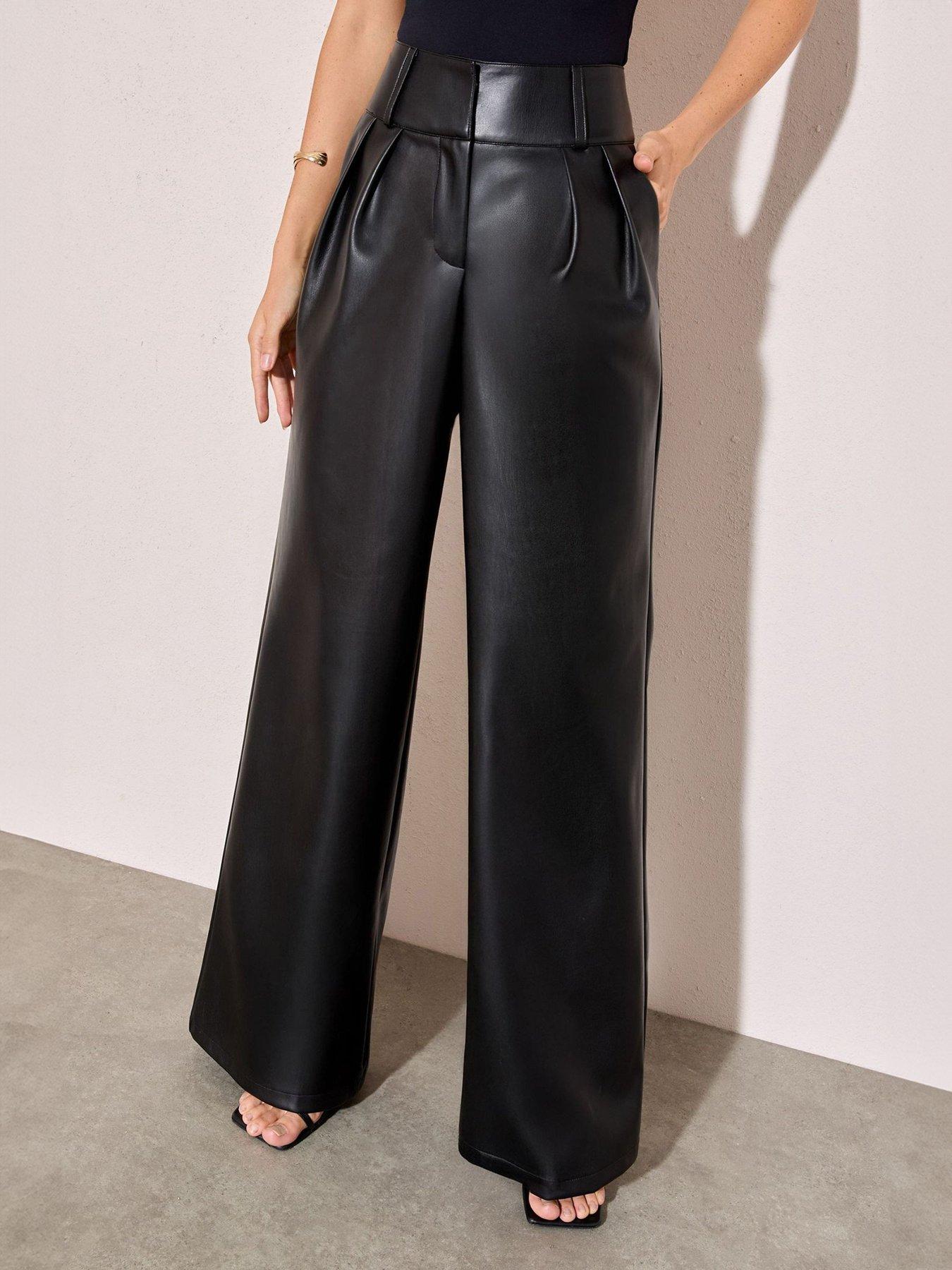 friends-like-these-pu-pleated-wide-leg-trouser-black