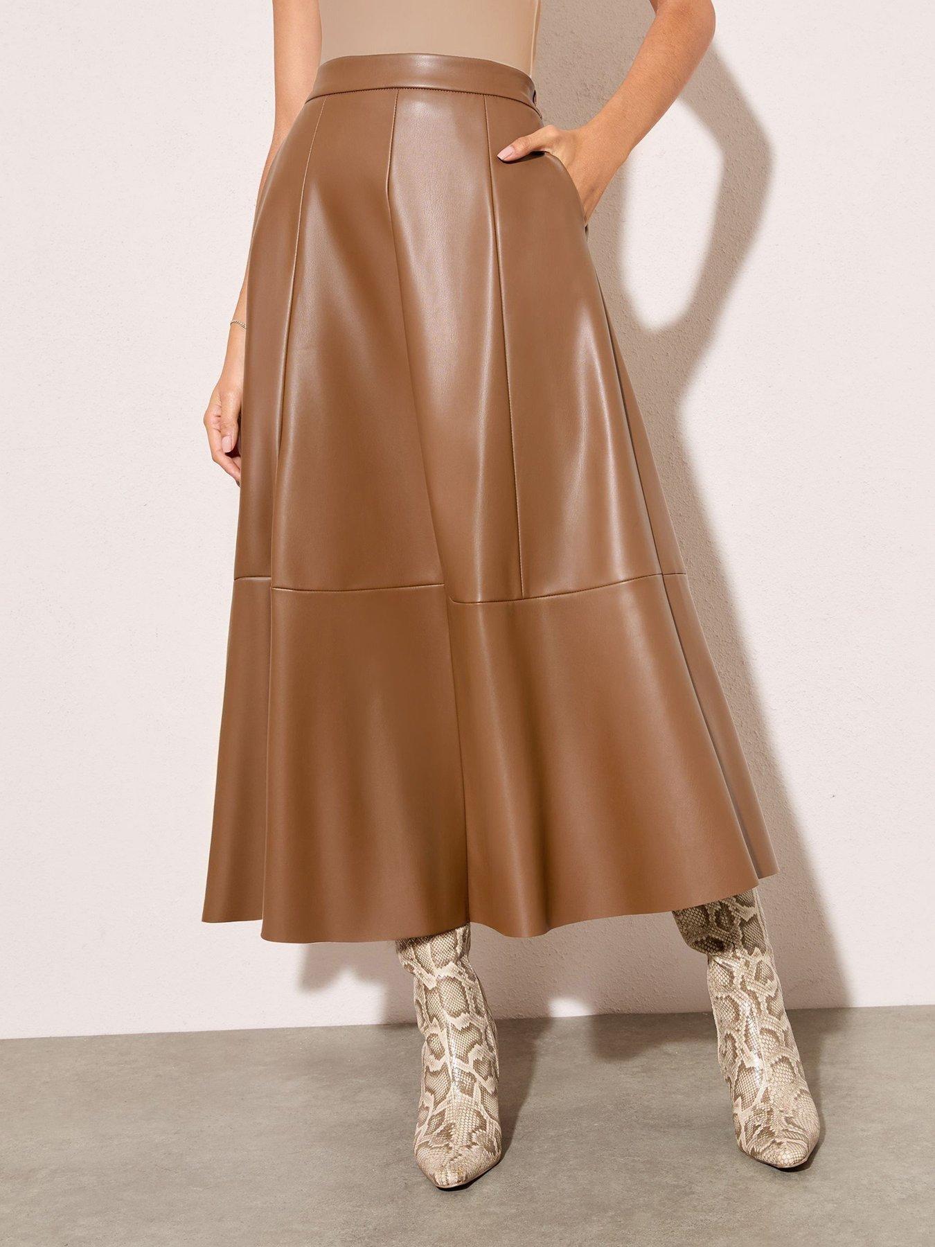 Friends Like These PU Midi Skirt - Tan