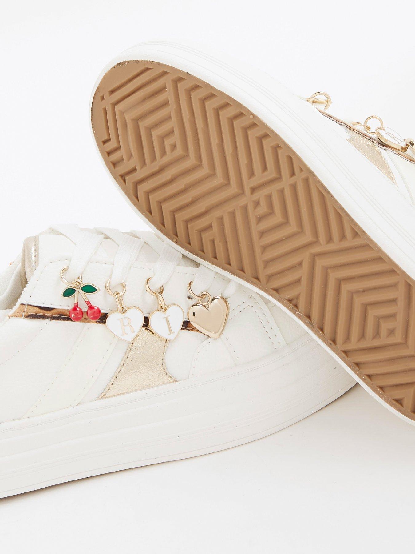 Image 5 of 5 of River Island Older Girls Leopard Charm Trainers - White
