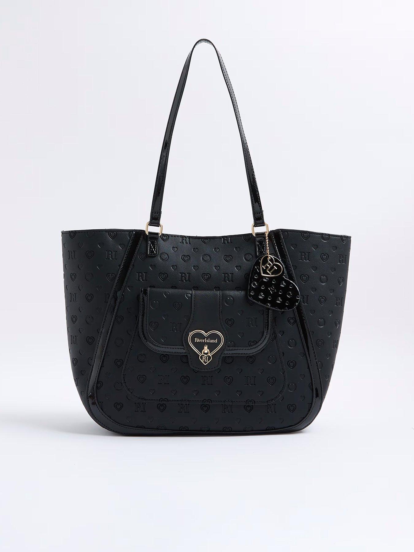 Image 1 of 5 of River Island Older Girls Pu Winged Shopper Bag - Black