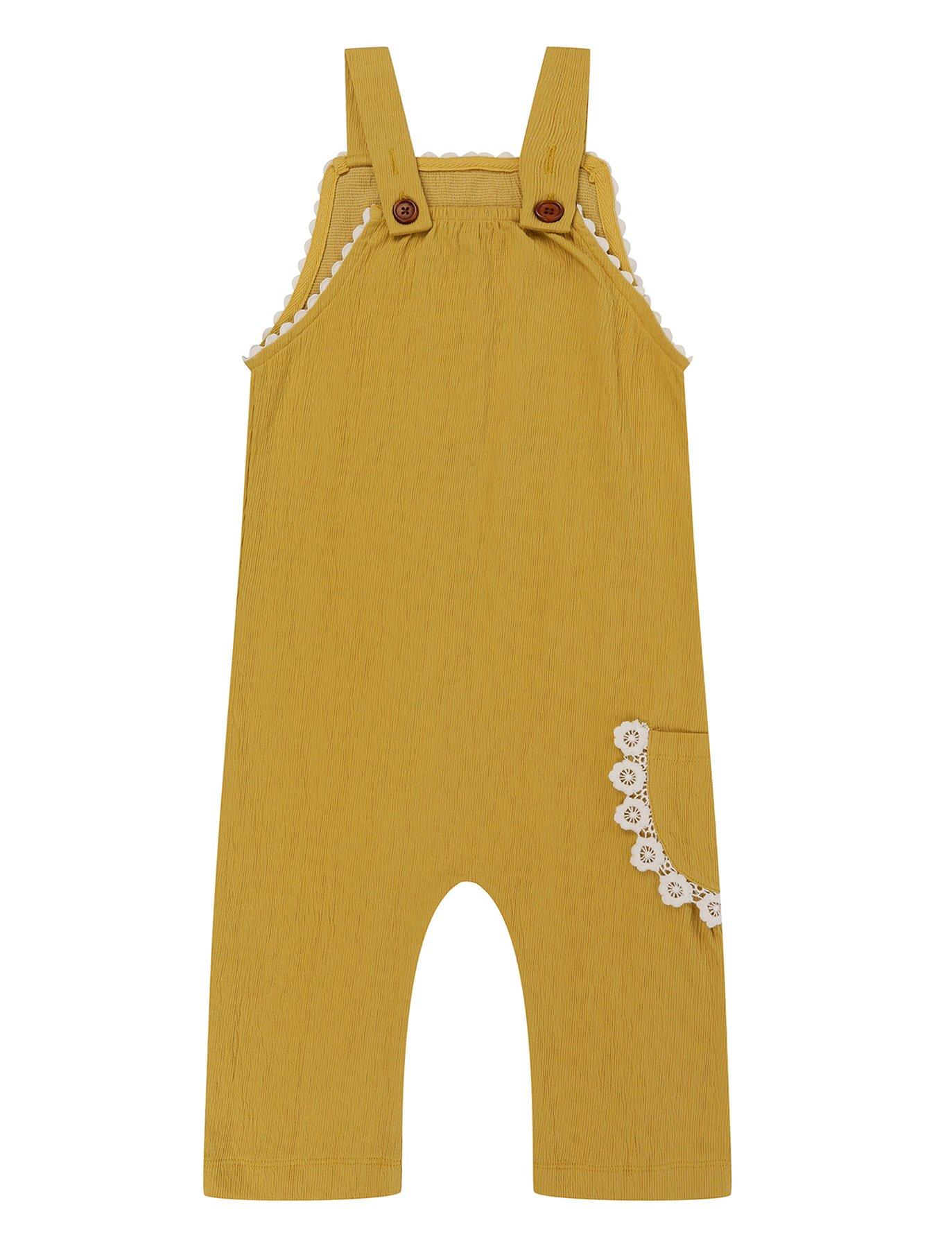 lilly-sid-girls-floral-applique-dungarees-yellowback