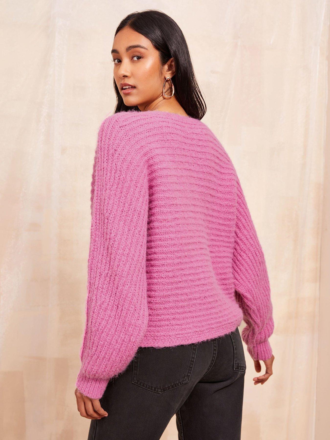 Image 2 of 4 of Friends Like These Slash Neck Jumper - Pink