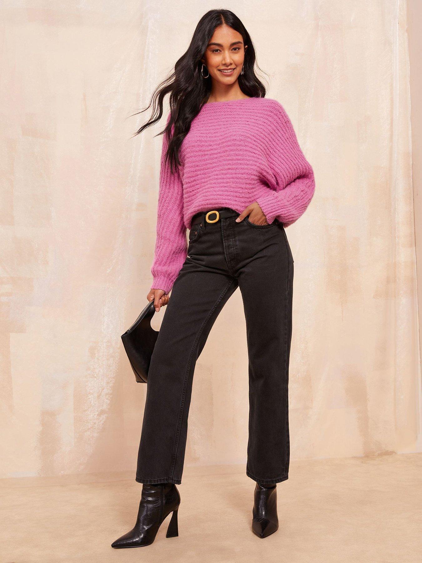 Image 3 of 4 of Friends Like These Slash Neck Jumper - Pink