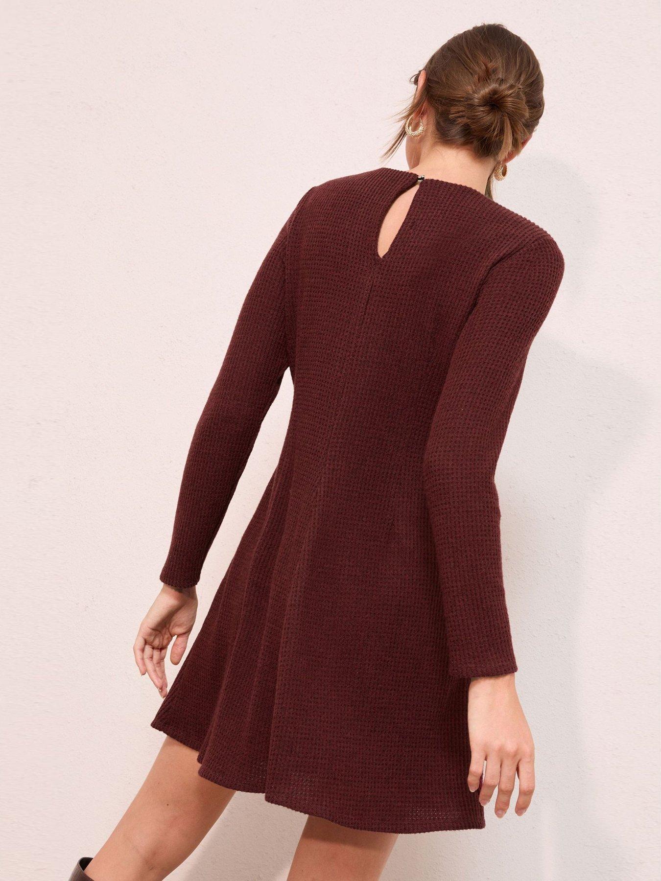 Image 2 of 4 of Friends Like These Cosy Tab Mini Dress - Berry - Red