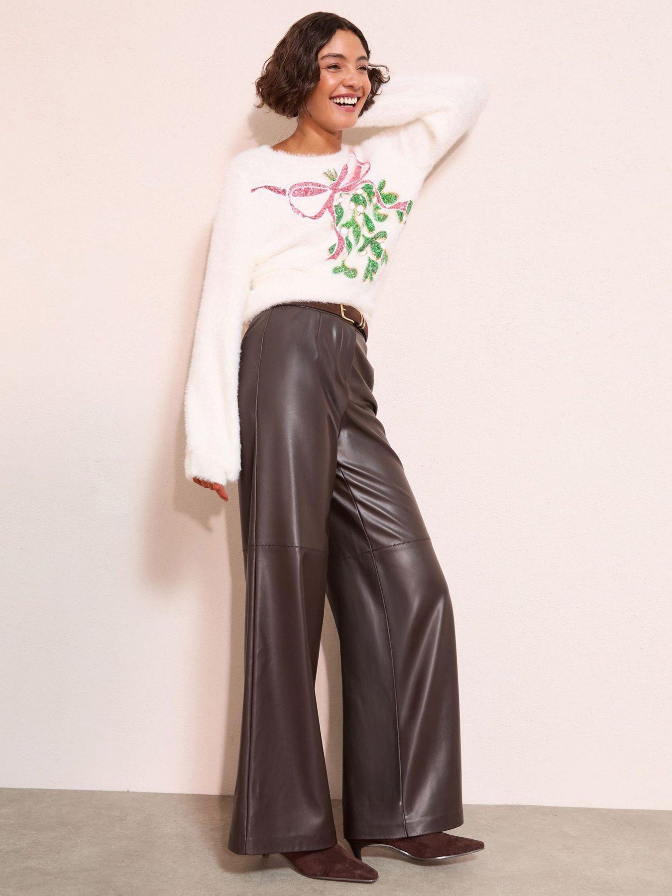Image 3 of 4 of Friends Like These Eyelash Mistletoe Sequin Jumper - Cream