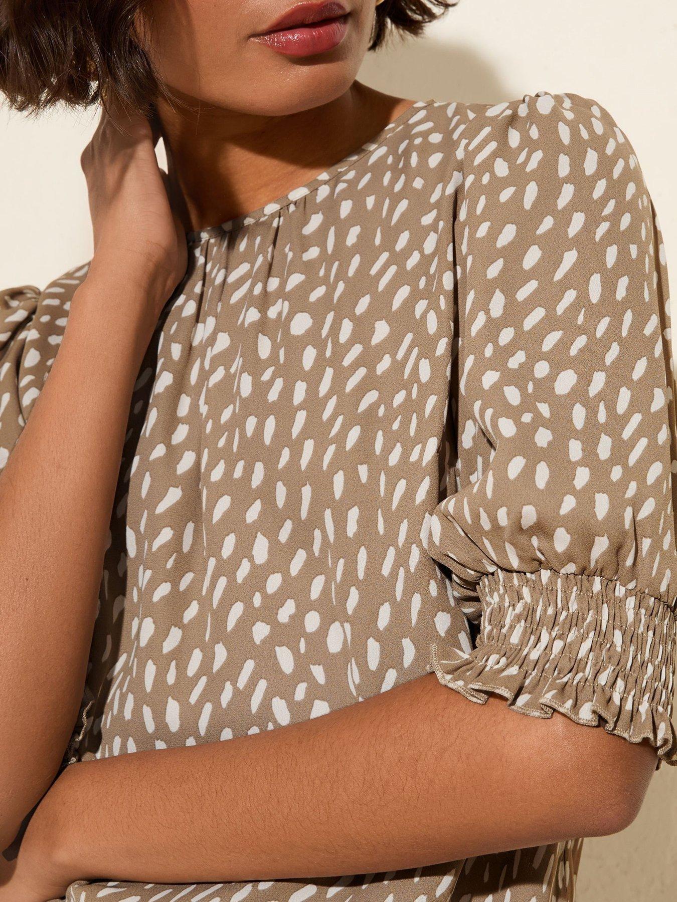 friends-like-these-print-34-sleeve-shirred-cuff-blouse-light-brownback