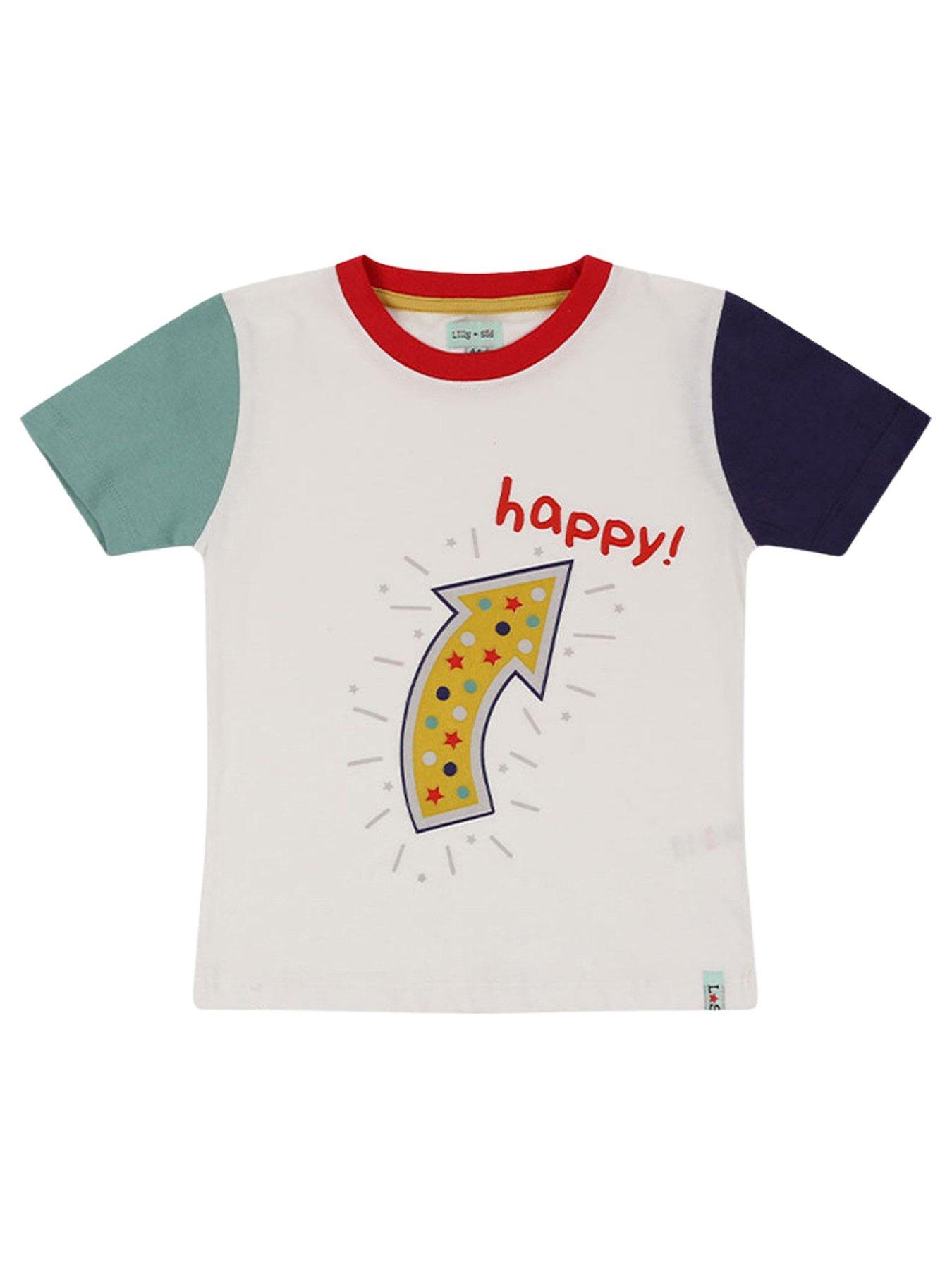 Lilly + Sid Boys Multicoloured Happy Slogan Print T-Shirt - Multi