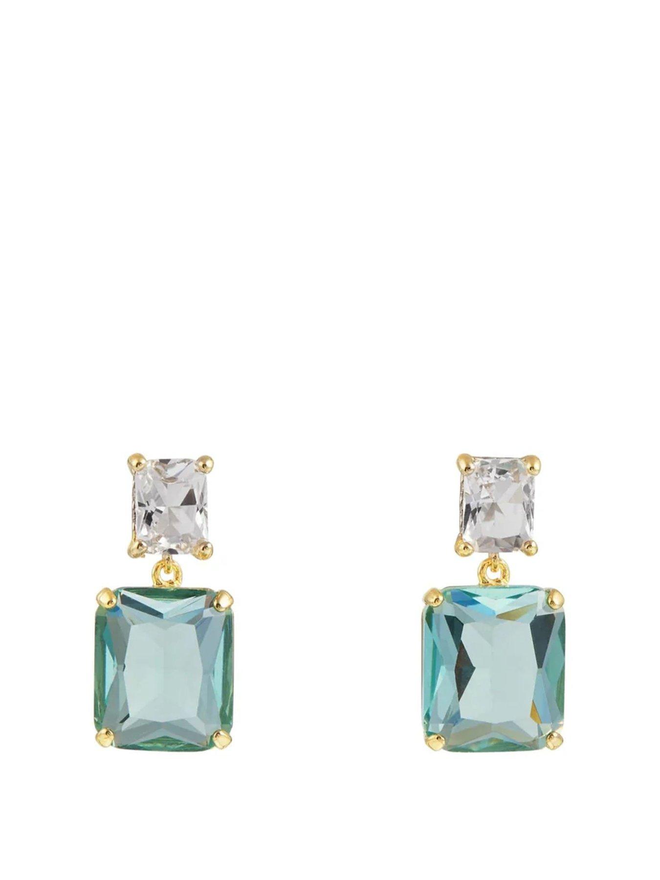 Orelia Statement Crystal Double Drop Earrings