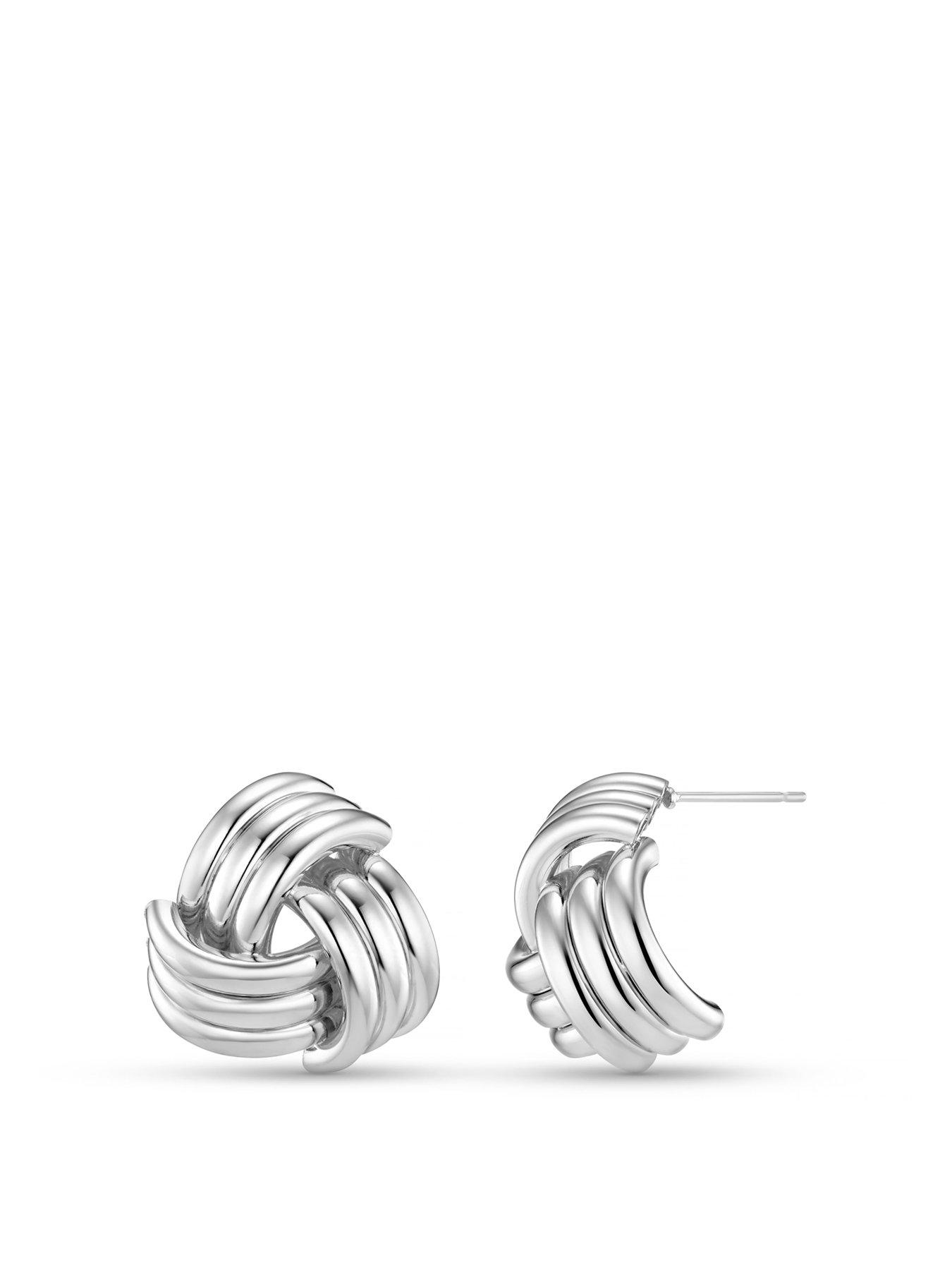 Image 1 of 1 of Orelia Interlocking Statement Stud Earrings - Silver
