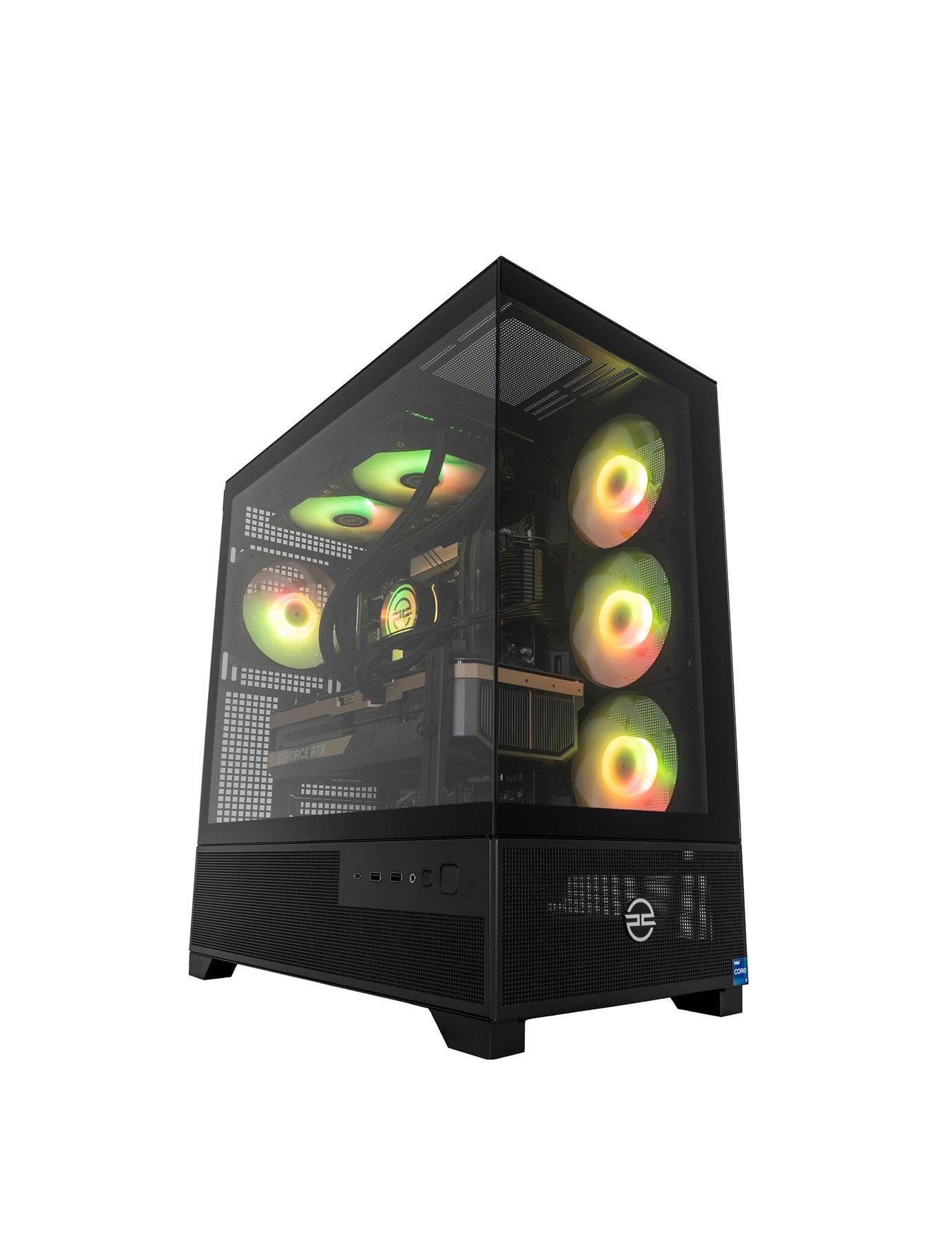 PCSpecialist Cypher 40 Gaming Desktop - GeForce RTX 5070 Ti, Intel Core i7, 32GB RAM, 2TB SSD - Black