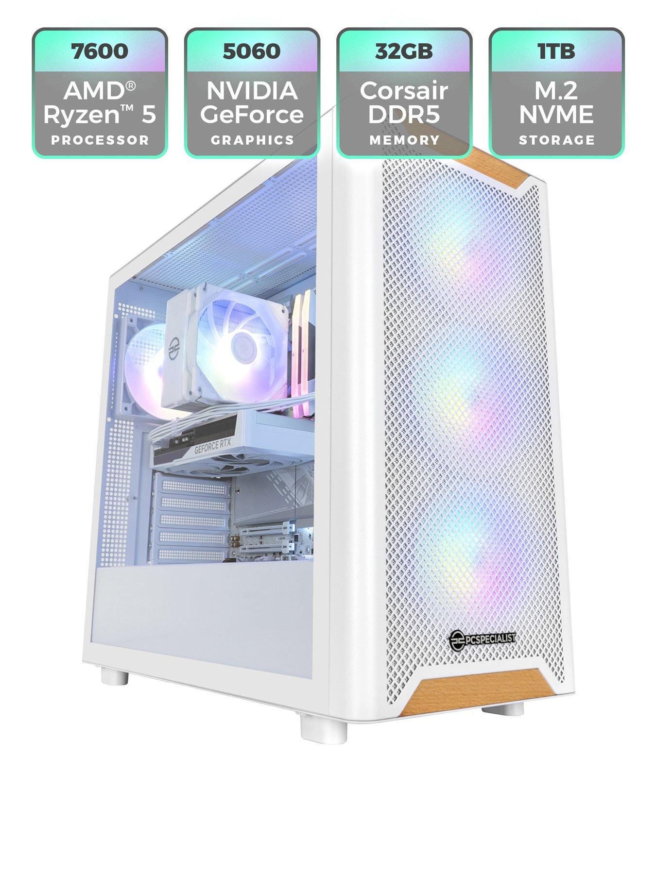 Image 2 of 8 of PCSpecialist Fusion Luna 10 Gaming Desktop - GeForce RTX 5060,&nbsp;AMD Ryzen 5,&nbsp;32GB RAM, 1TB SSD -&nbsp;White