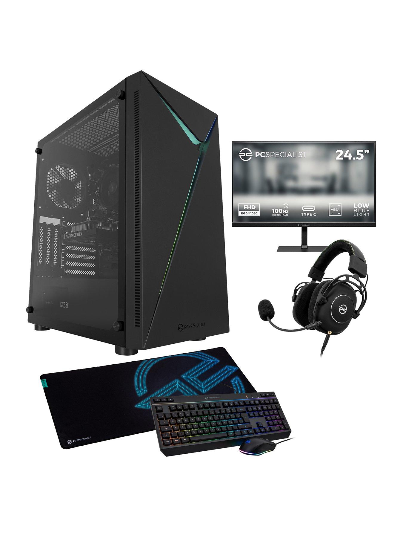 undefined Fusion 20 Gaming Desktop (GeForce RTX 3050, AMD Ryzen 5, 16GB RAM, 1TB SSDB) Bundle with 24.5in FHD Monitor, Headset, Keyboard, Mouse  &  Mat
