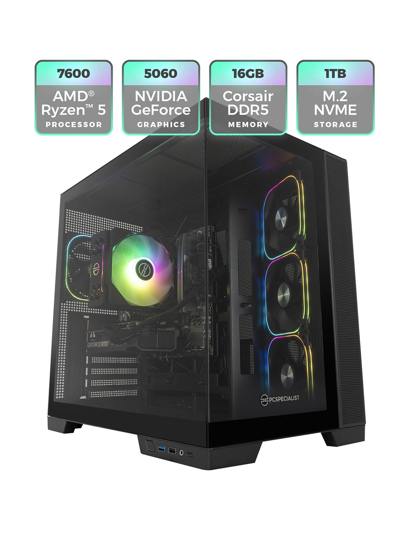 undefined Fusion 30 Gaming Desktop - GeForce RTX 5060, AMD Ryzen 5, 16GB RAM, 1TB SSD - Black