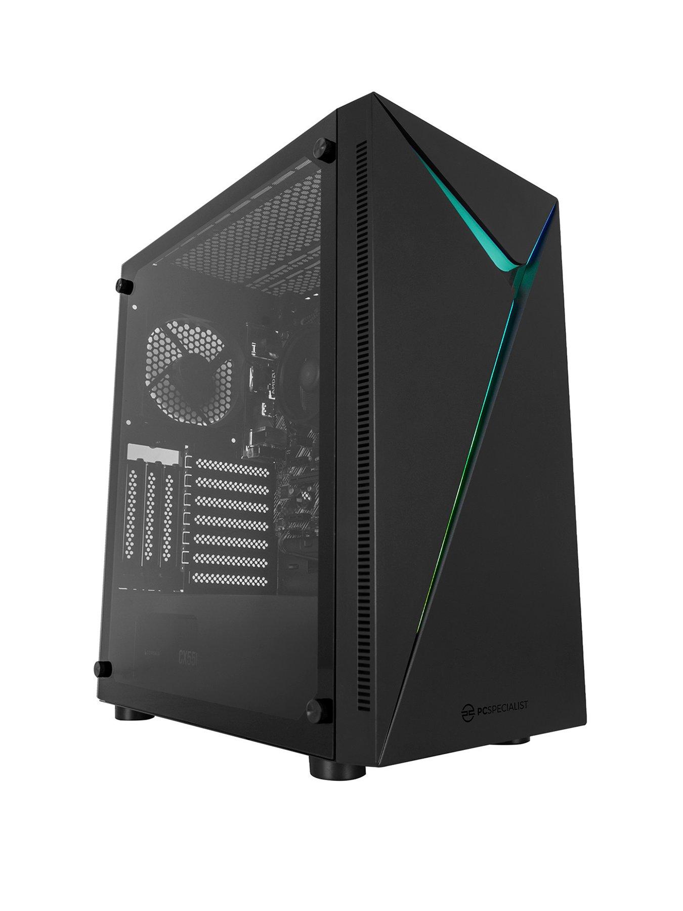 pcspecialist-fusion-10-gaming-desktop-amd-ryzen-5-8gb-ram-512gb-ssd-black