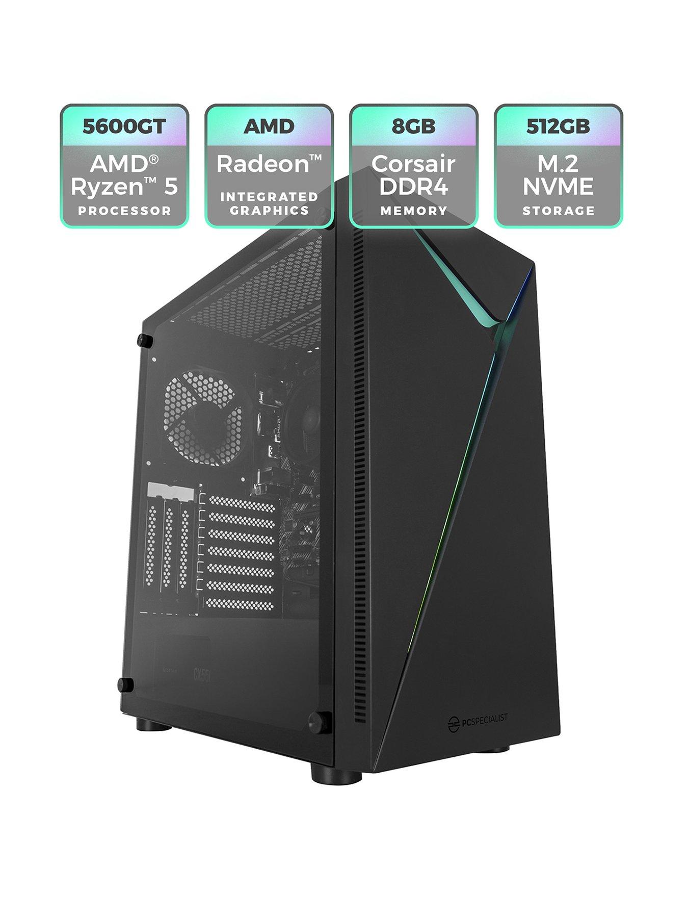 undefined Fusion 10 Gaming Desktop - AMD Ryzen 5, 8GB RAM, 512GB SSD - Black