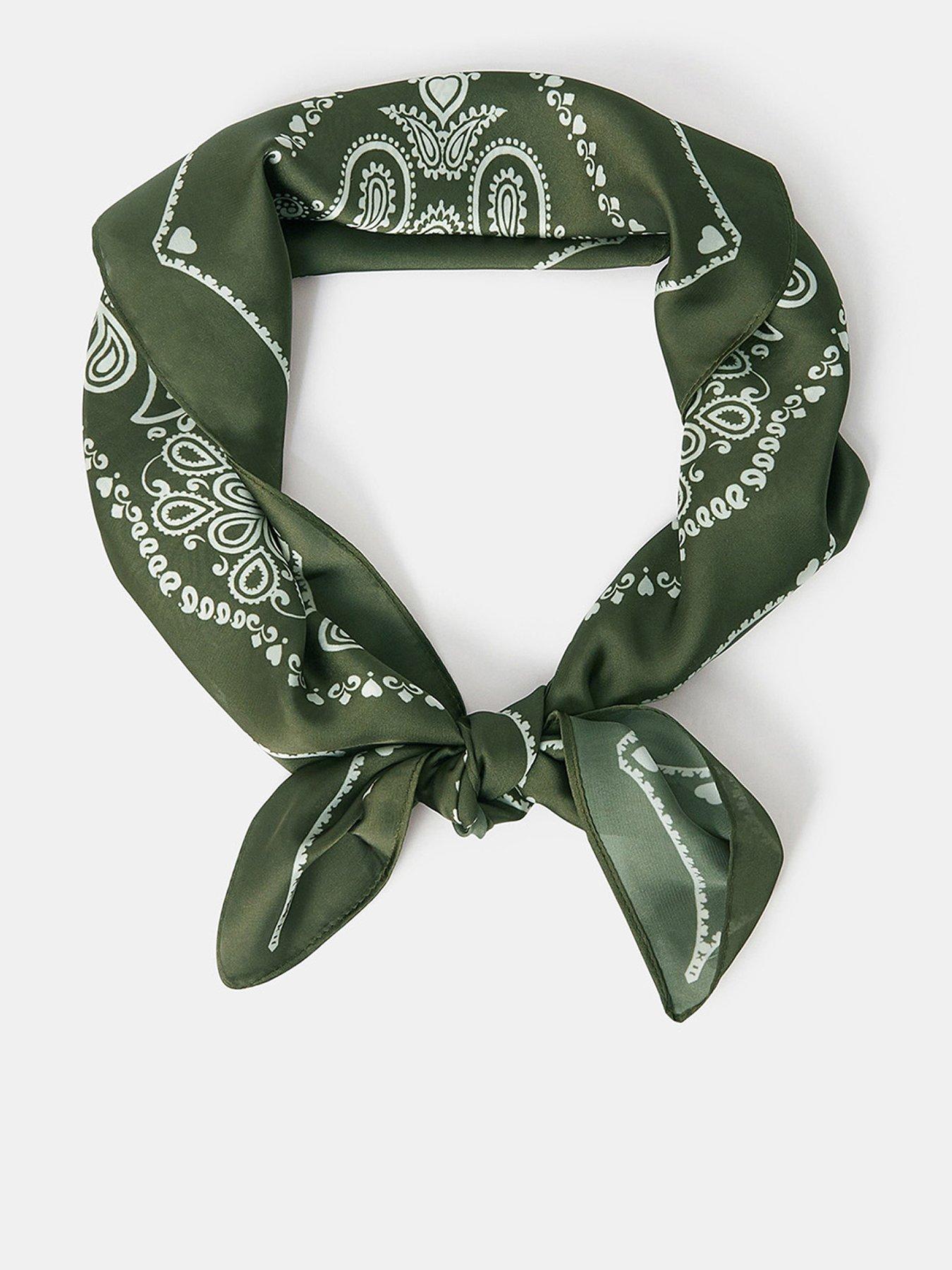 Accessorize Square Satin Bandana Scarf - Khaki