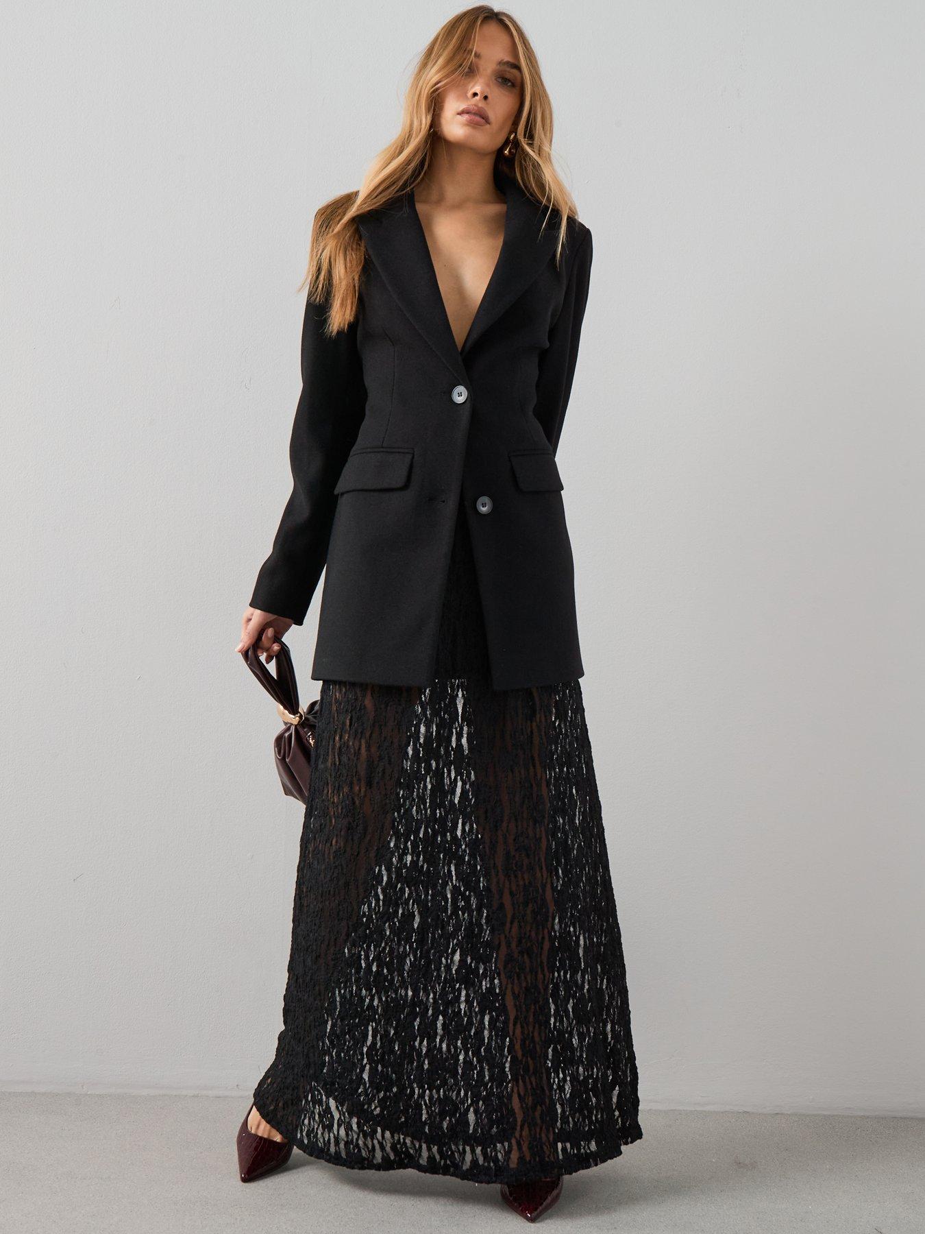 The Very Collection Lace Midaxi Skirt - Black