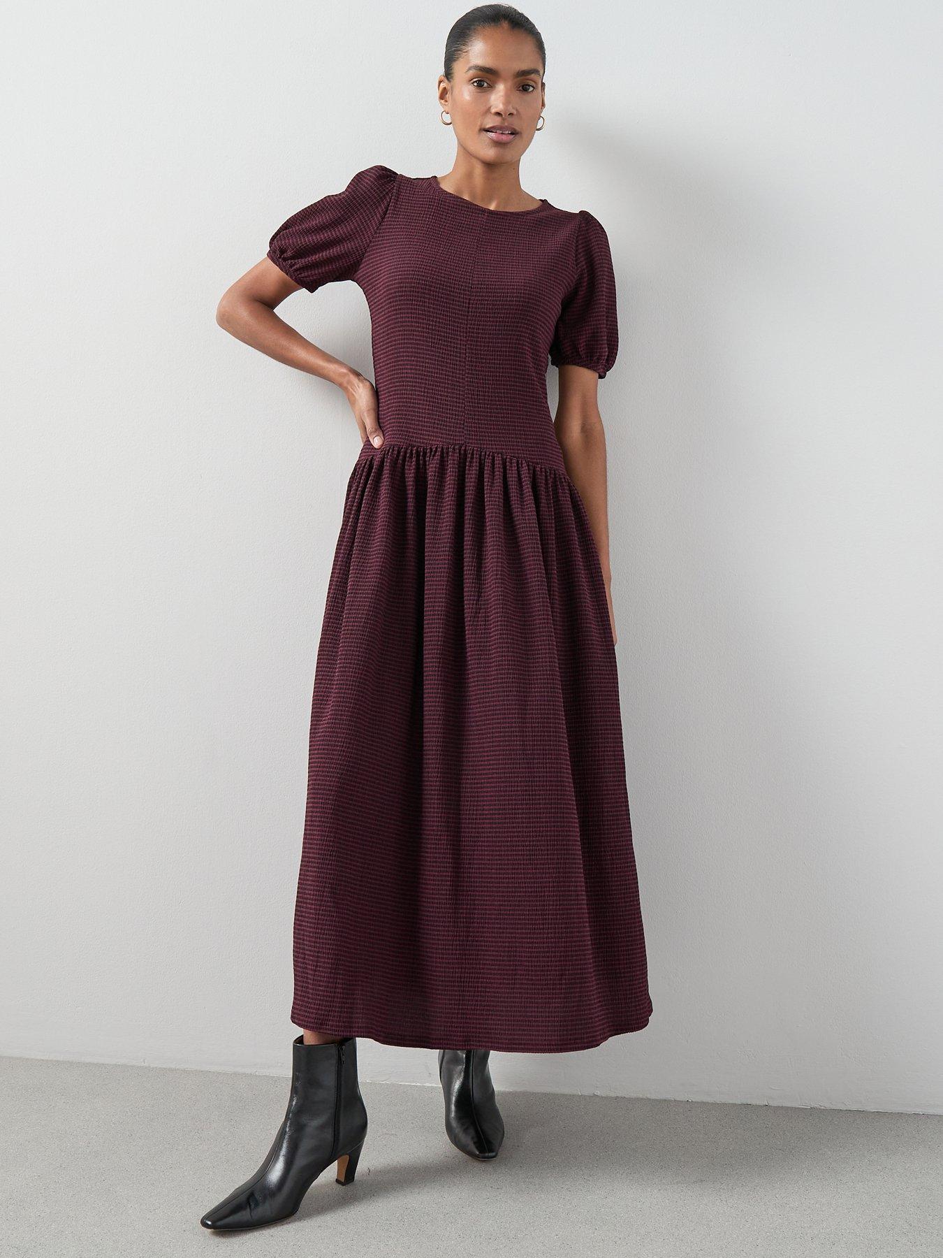 The Very Collection Gingham Check Waist Detail Midaxi Dress - Print