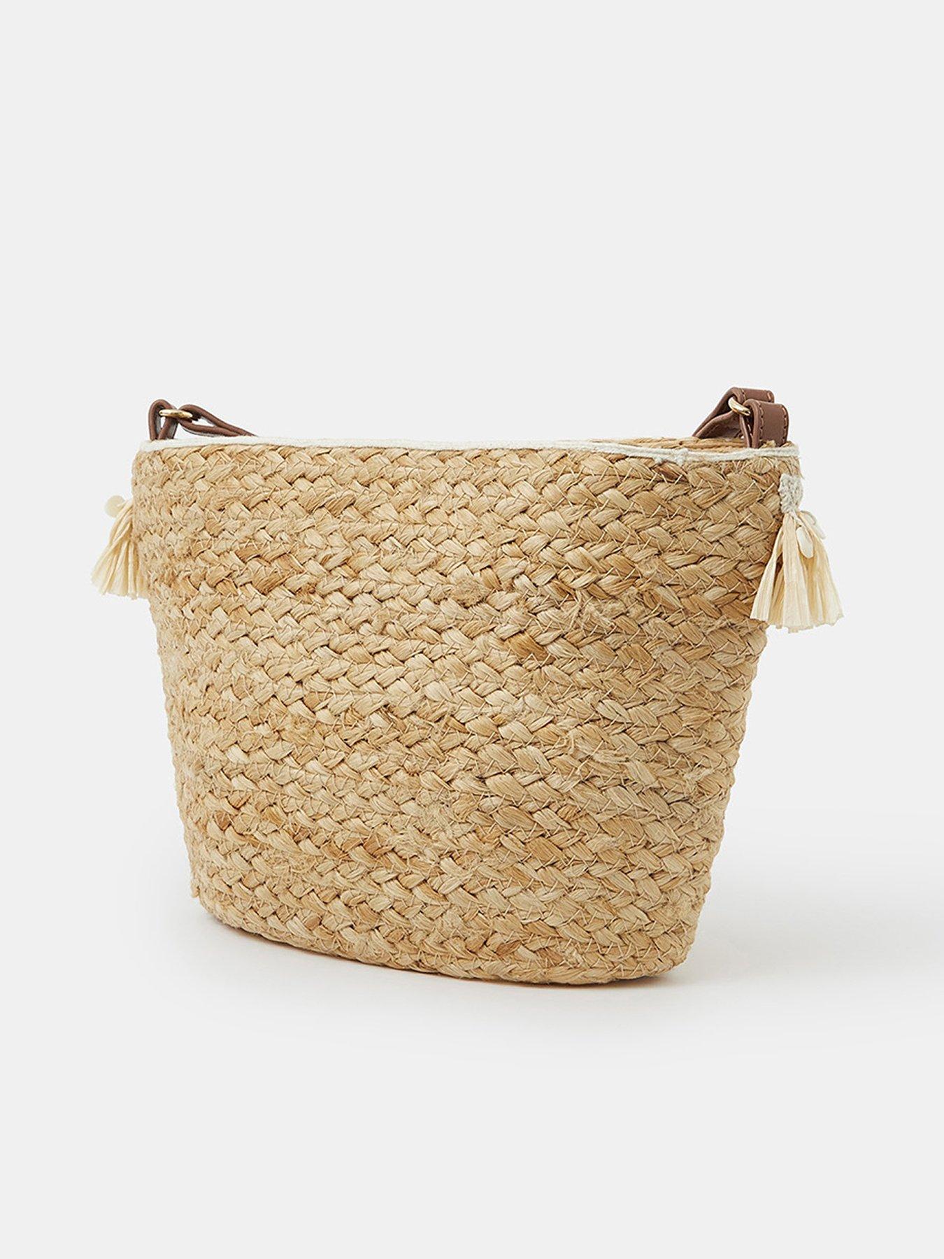 Image 3 of 5 of Accessorize Jute Fringe Crossbody Bag - Beige