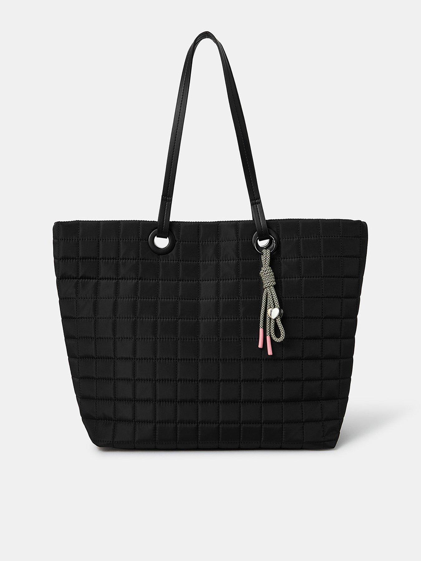 Image 1 of 5 of Accessorize Quilted Nylon Tote Bag - Black