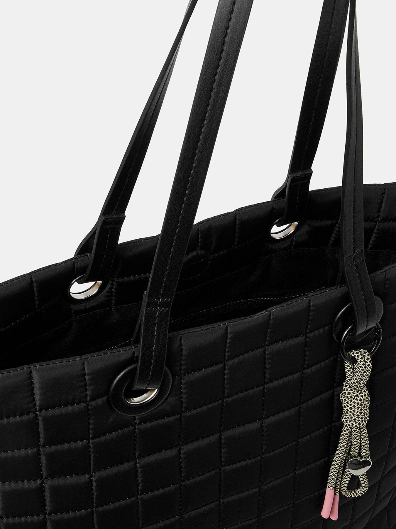Image 5 of 5 of Accessorize Quilted Nylon Tote Bag - Black