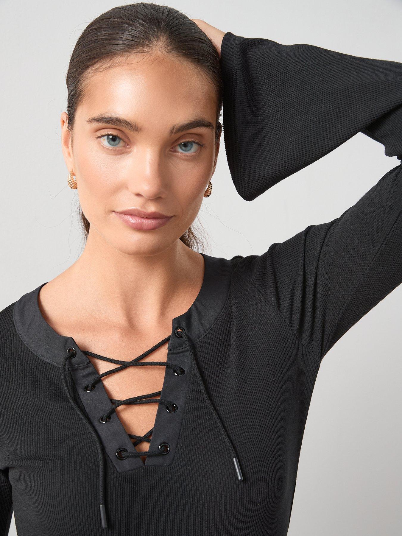 the-very-collection-lace-up-rib-long-sleeve-top-blackoutfit