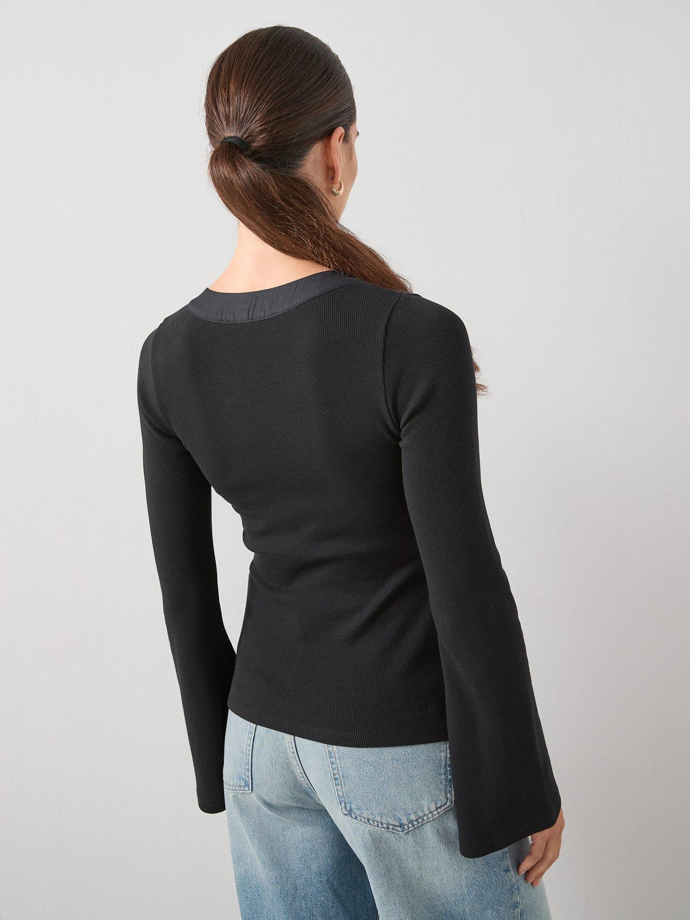 the-very-collection-lace-up-rib-long-sleeve-top-blackdetail