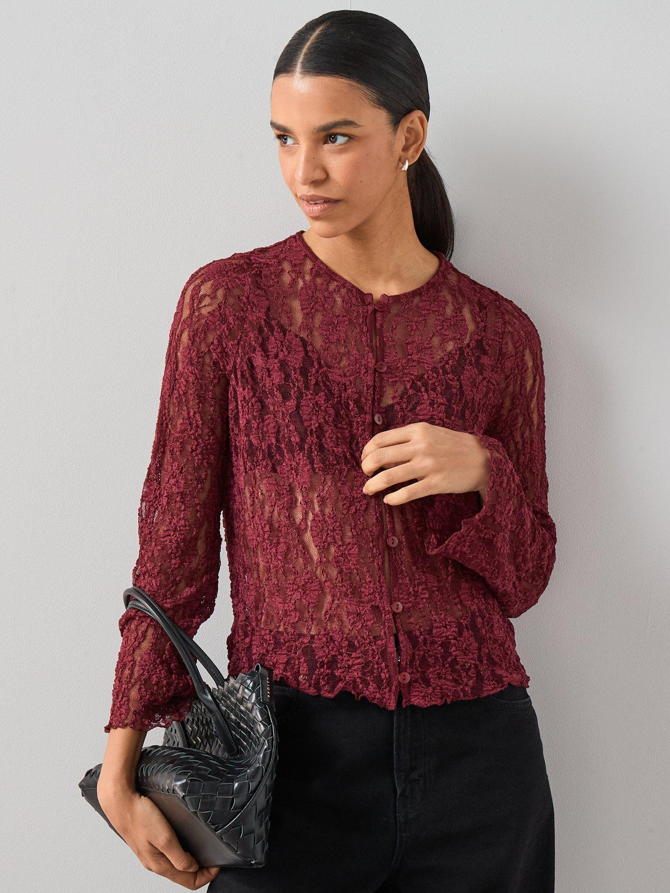 the-very-collection-button-up-lace-top-burgundyfront