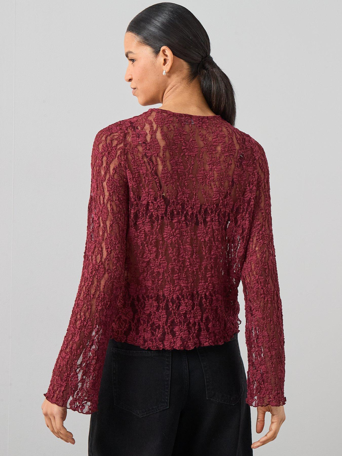 the-very-collection-button-up-lace-top-burgundystillFront