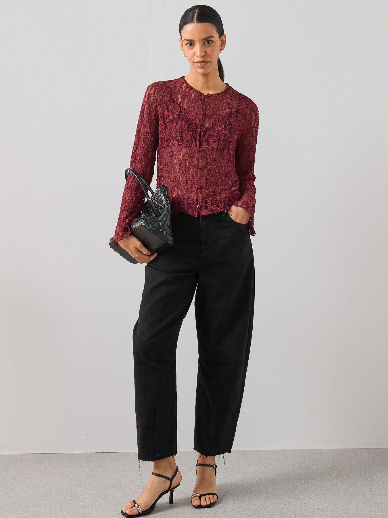 the-very-collection-button-up-lace-top-burgundyback