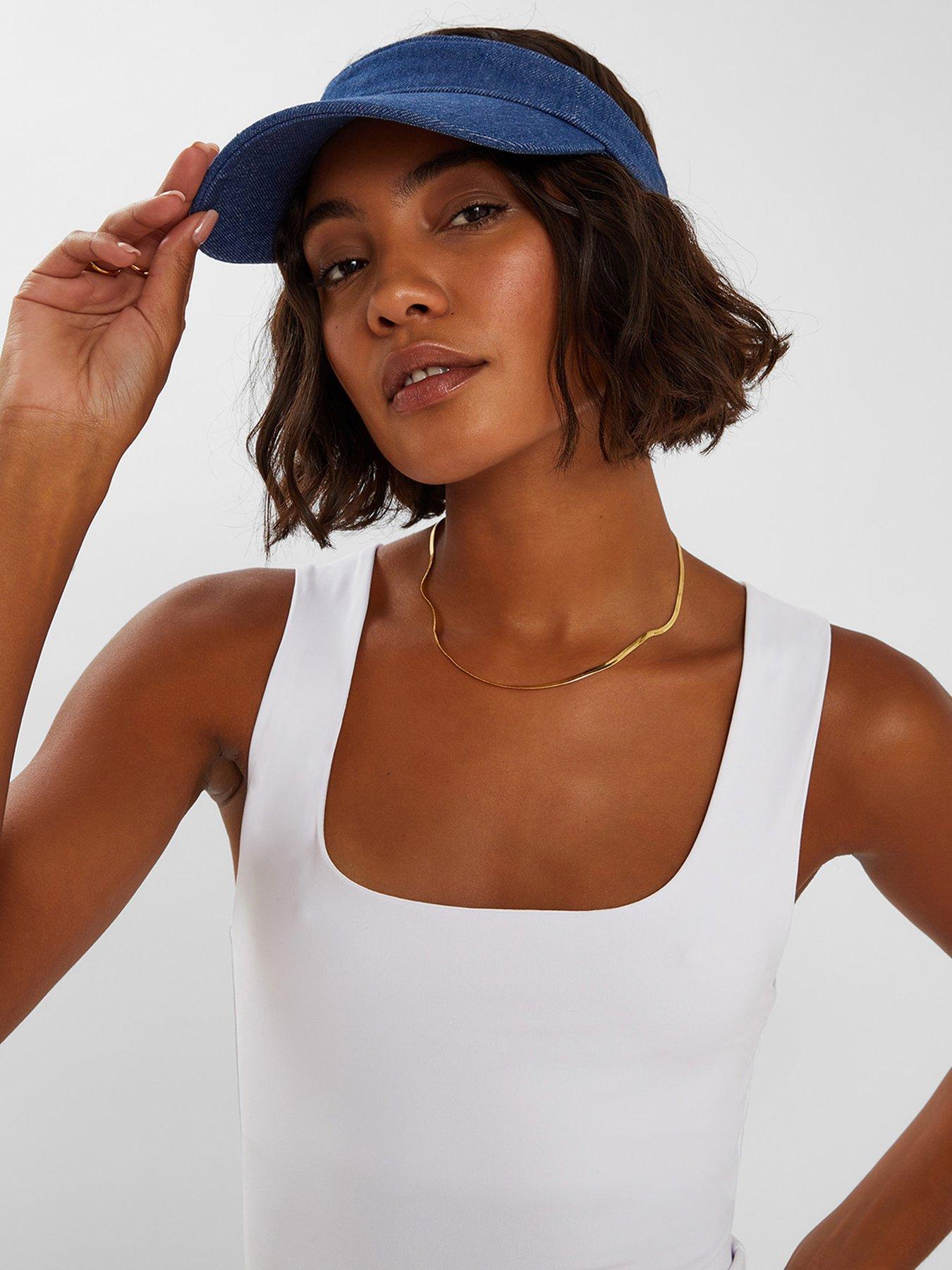 Image 2 of 4 of Accessorize Denim Sun Visor - Blue