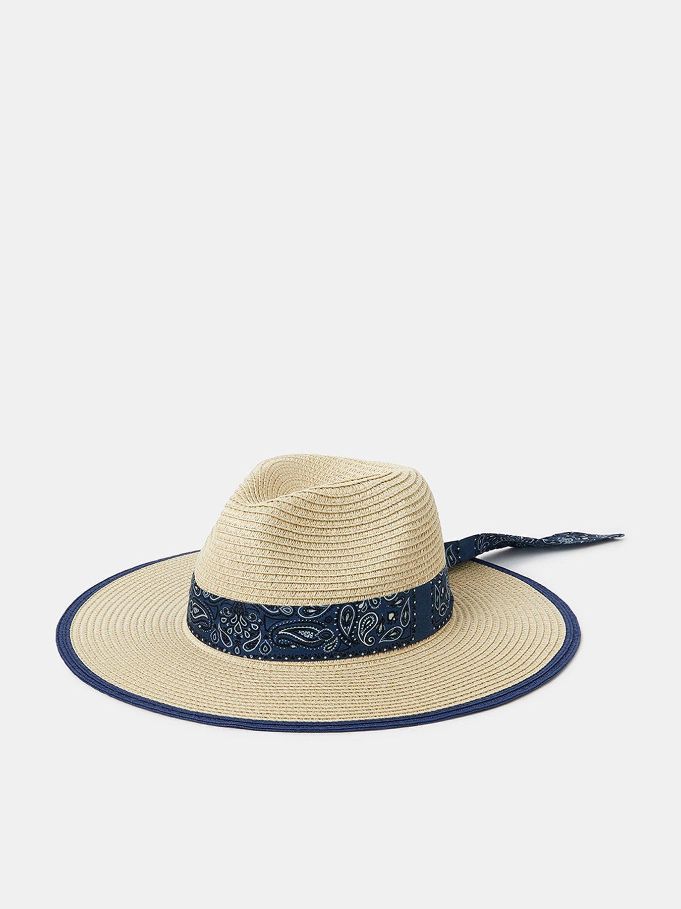 Accessorize Bandana Straw Fedora Hat - Beige