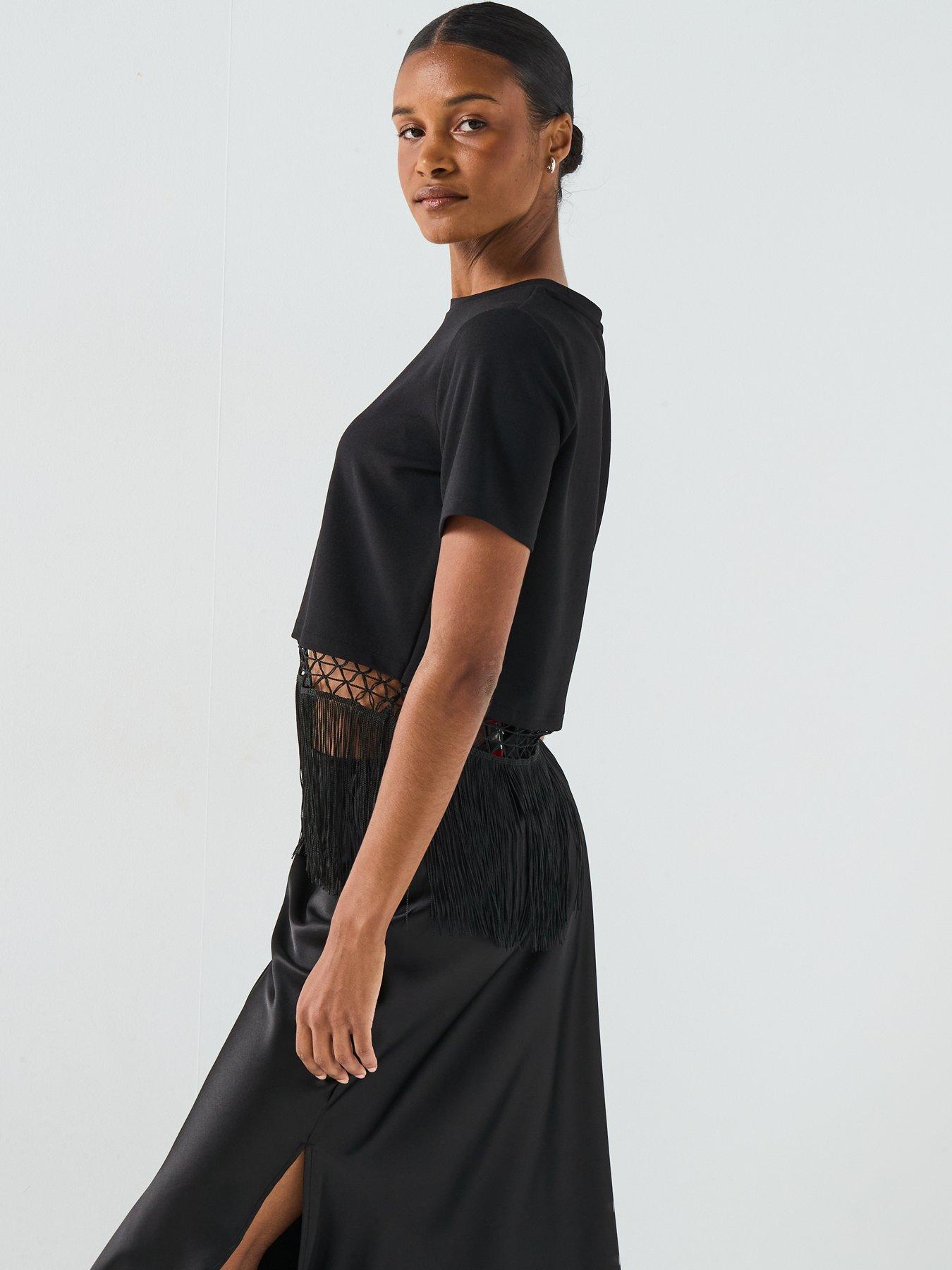 v-by-very-fringe-hem-top-blackdetail