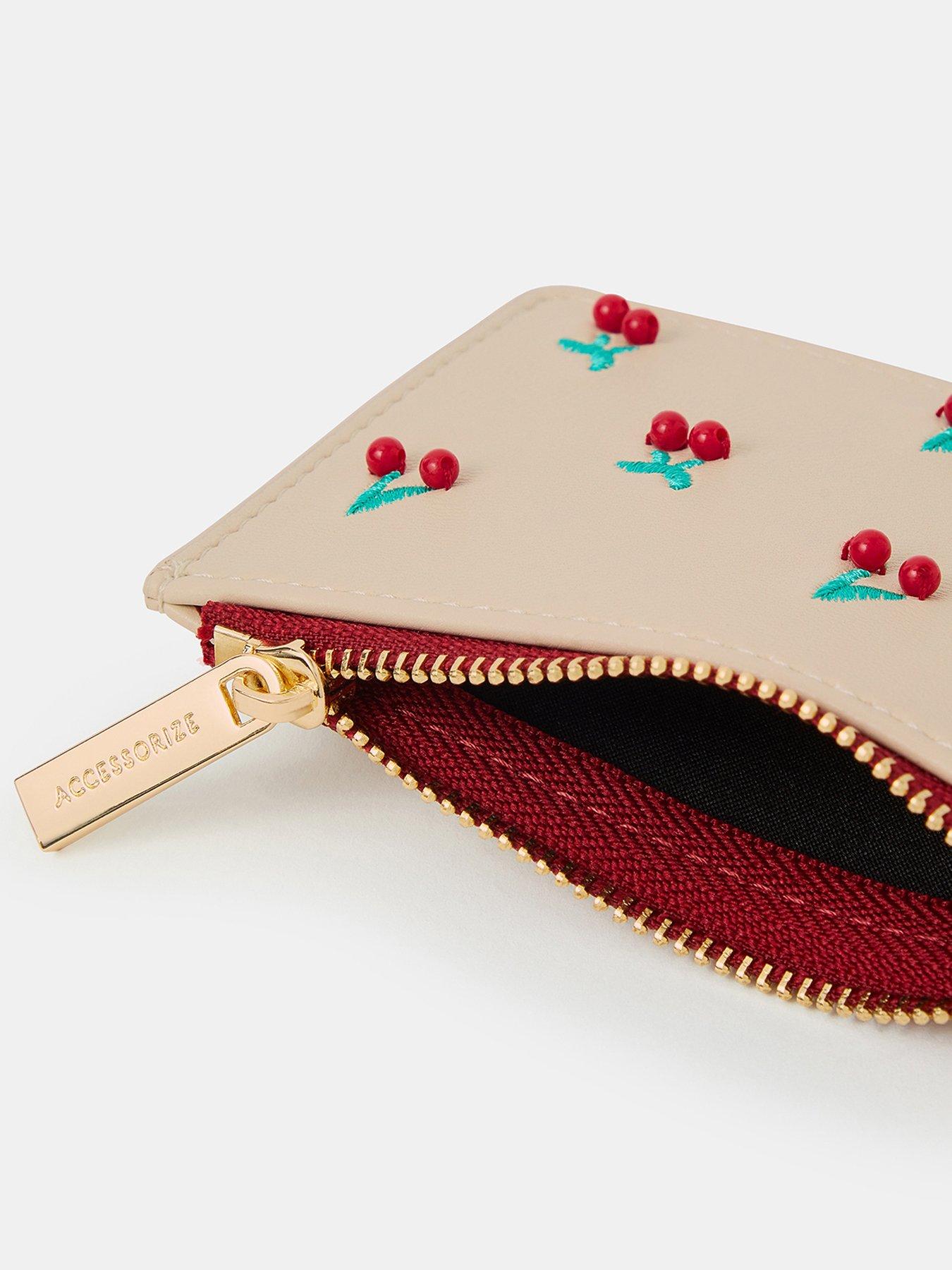 Image 3 of 3 of Accessorize Cherry Card Holder - Cream