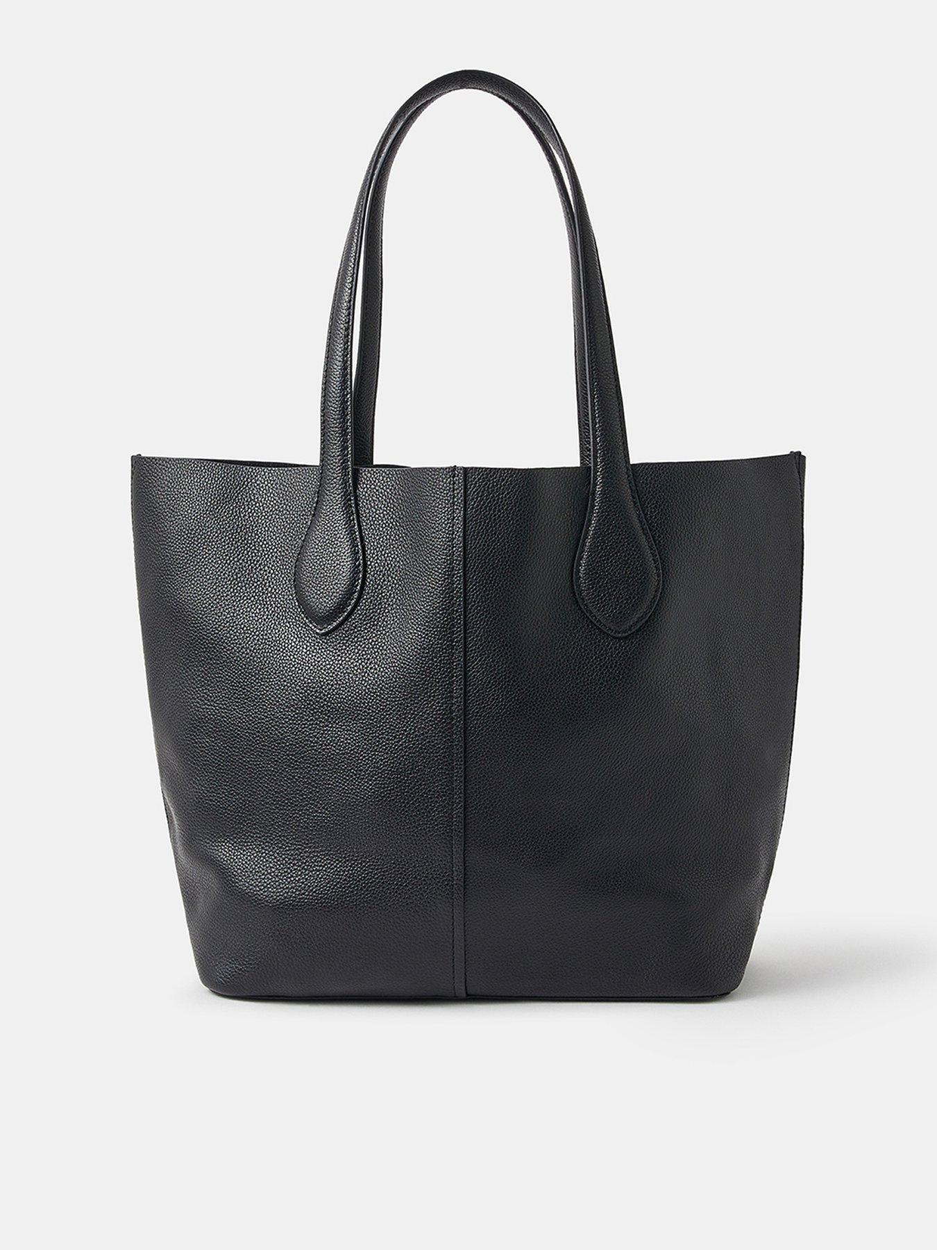 Image 1 of 5 of Accessorize Leather Tote Bag - Black