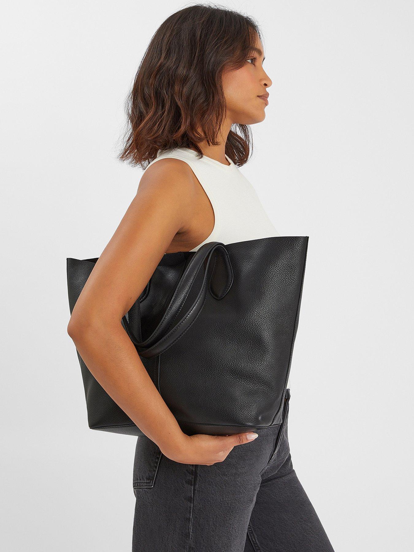 Image 2 of 5 of Accessorize Leather Tote Bag - Black