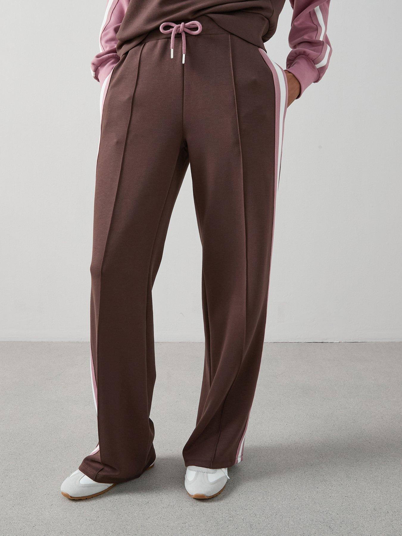 The Very Collection Soft Touch Side Stripe Wide Leg Jogger - Brown