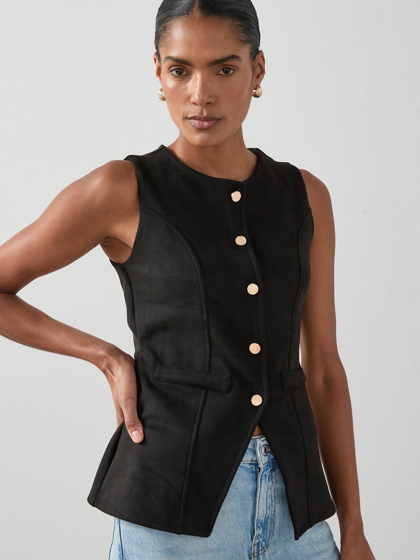 the-very-collection-faux-suede-longline-waistcoat-top-black